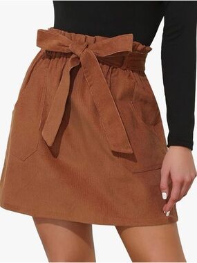 KANCY KOLE Women's Corduroy Skirt Casual High Waist A Line Size Small
